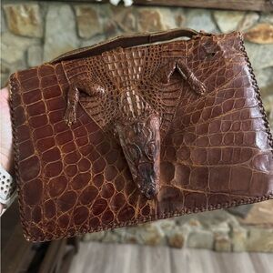 Brown alligator Leather Bag